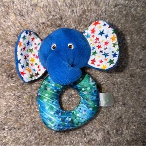 The World of Eric Carle Blue ELEPHANT 5” Rattle Plush Baby Toy w/ Crinkle Ears